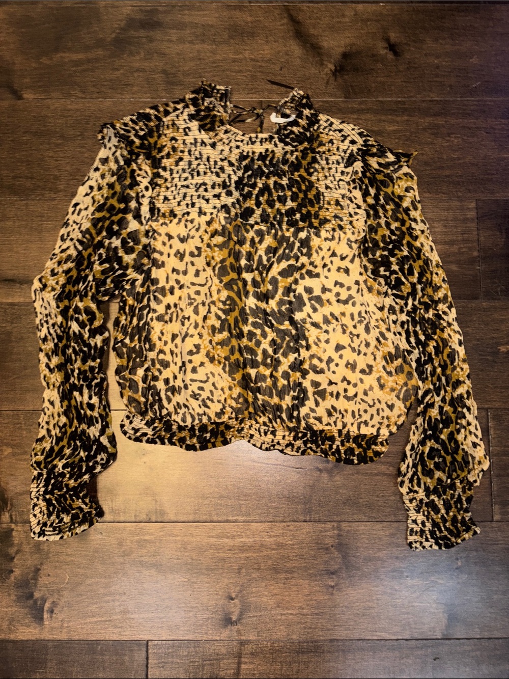 Free People Roma Leopard Animal Print Ruffle Blouse - Picture 2 of 15